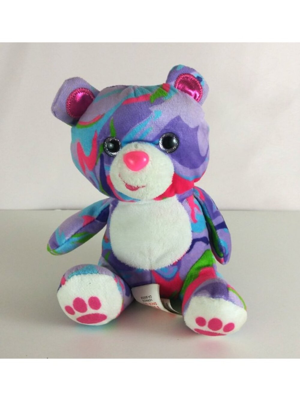 Fiesta Purple Teddy Bear With Bright Camo Design Soft 6" Plush